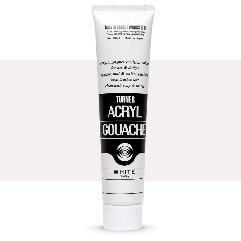 Turner Colour Works Acryl Gouache Artist Acrylic Paint - Single 100 ml Tube - White - Image 1